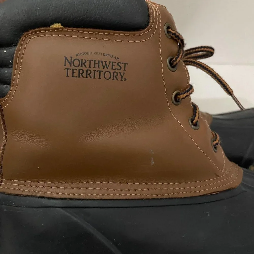 Northwest Territory Women's Brown Blue Leather Rubber Thinsulate Duck Boots Sz 9